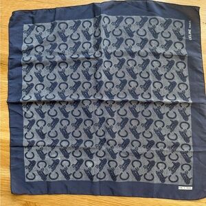 Celine Navy Blue Patterned Silk Scarf
